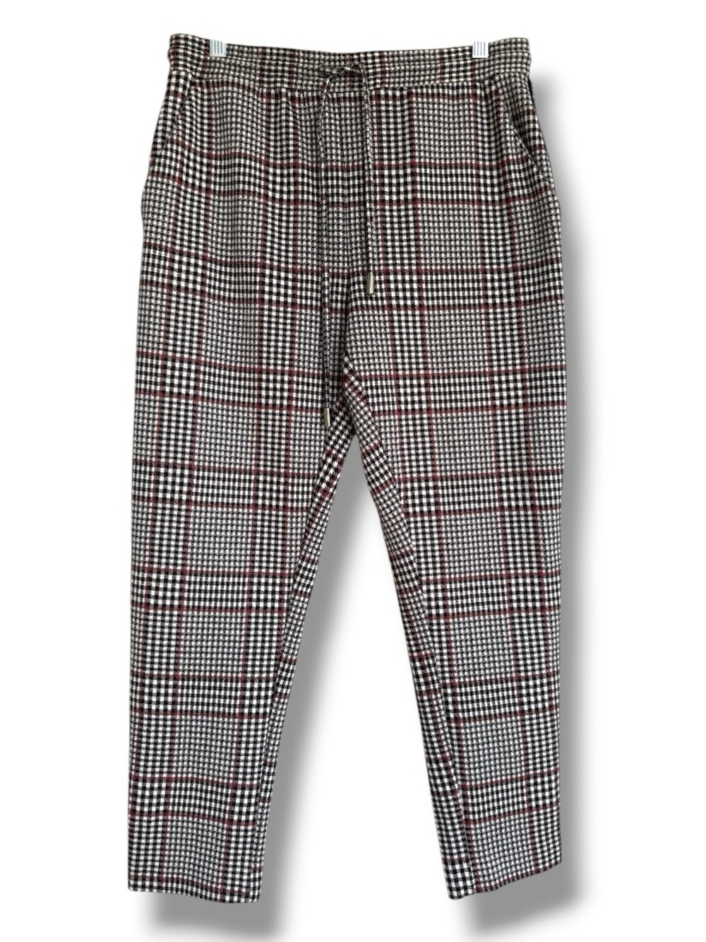 By Anthropologie Red/Black/White Houndstooth Check Pull-On Pants Size Small